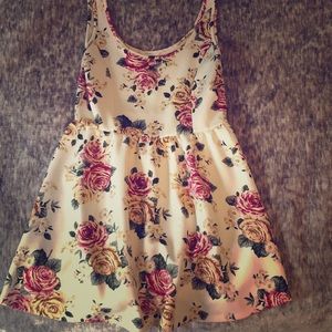 Cute Rose Pattern Fit and Flare Dress